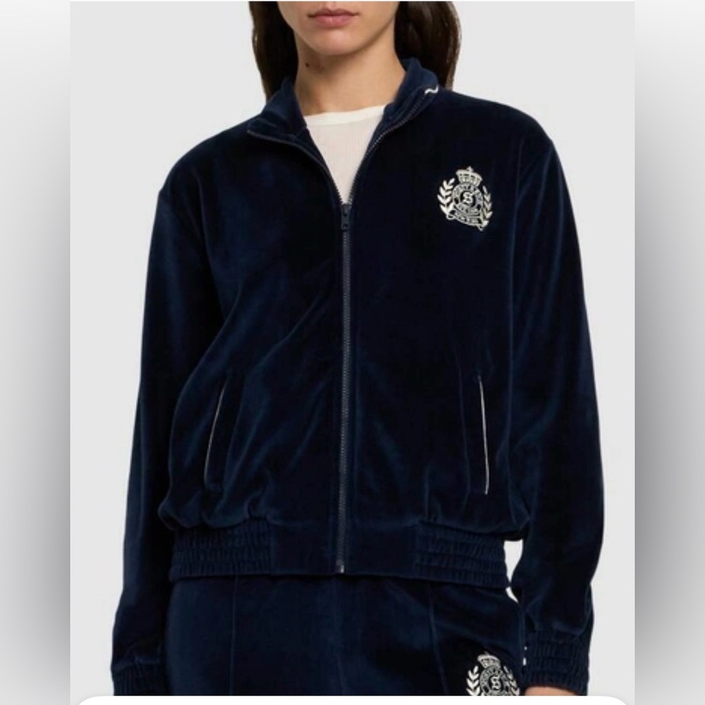 SPORTY & RICH Ny Crest Velour Track Jacket